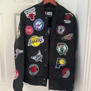 NWT NBA Multi-Team Black Bomber Patchwork Jacket